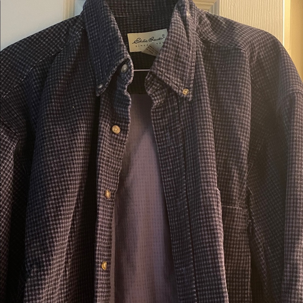 Eddie Bauer Men's Checkered Purple Shirt Jacket